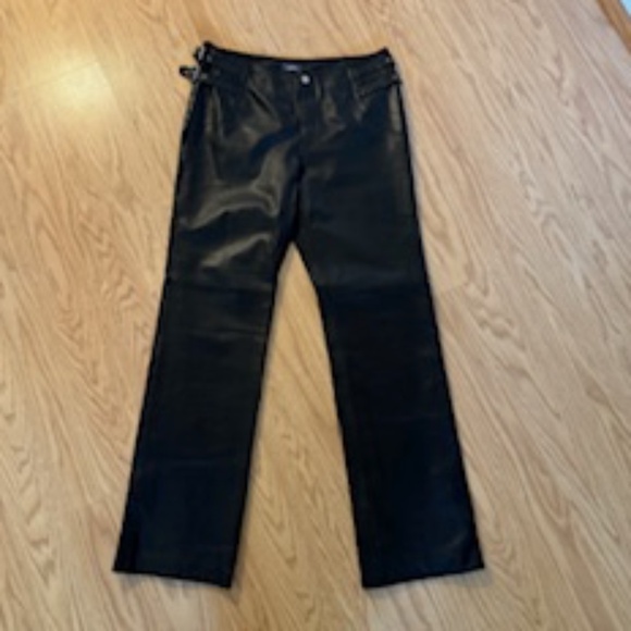 Mexx Pants - Y2K Soft Black Leather MEXX Sz 10, Lined, Moto Detail